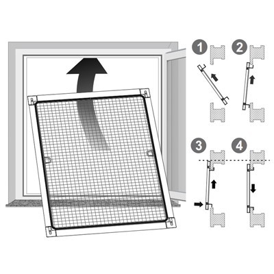 Insectengaasframe met beweegbare hoekhaken