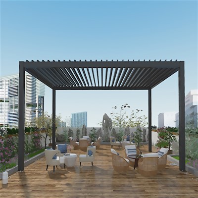 Enkel-laags paviljoen van aluminiumlegering met lamellen